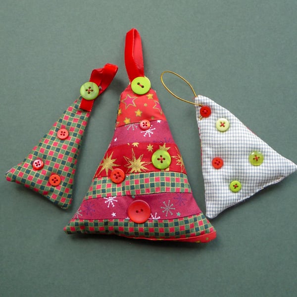 stitched textile hanging decorations