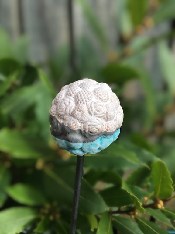 Ceramic garden stake, handmade garden art, indoor or outdoor garden stake