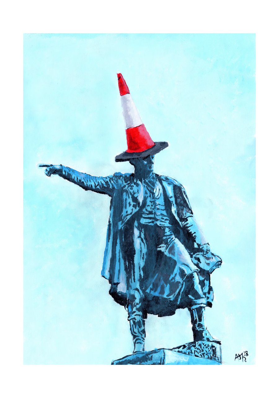 Thomas Waghorn Chatham Medway Icon With Cone On His Head Signed Print