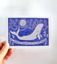 Whale and Moon Card - READY TO SHIP - Image 3