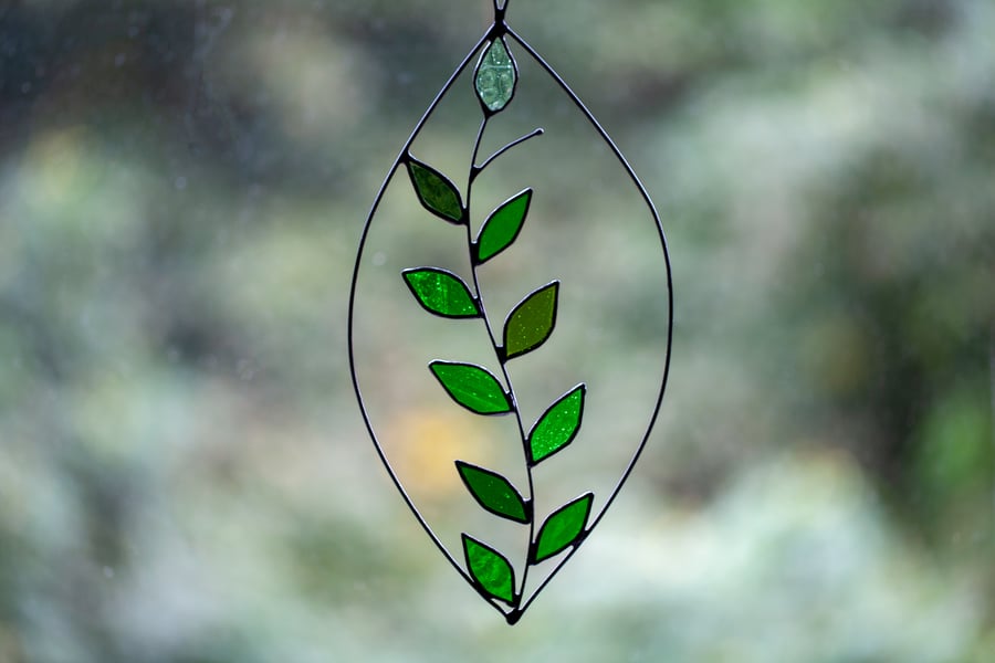 Leafy Stained Glass Suncatcher