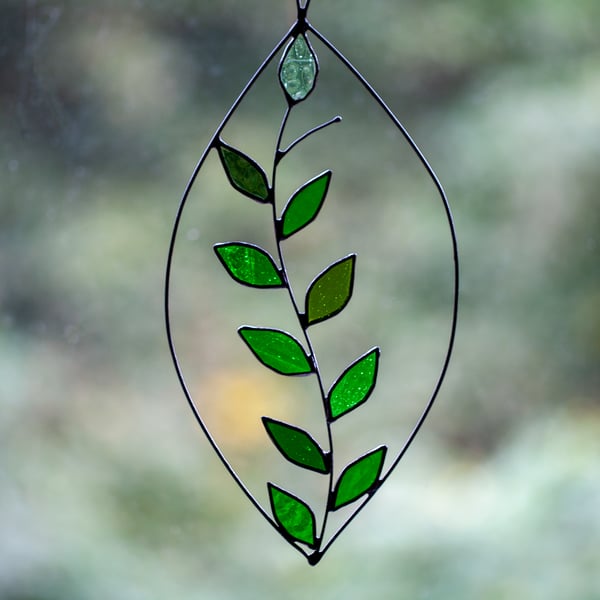 Leafy Stained Glass Suncatcher