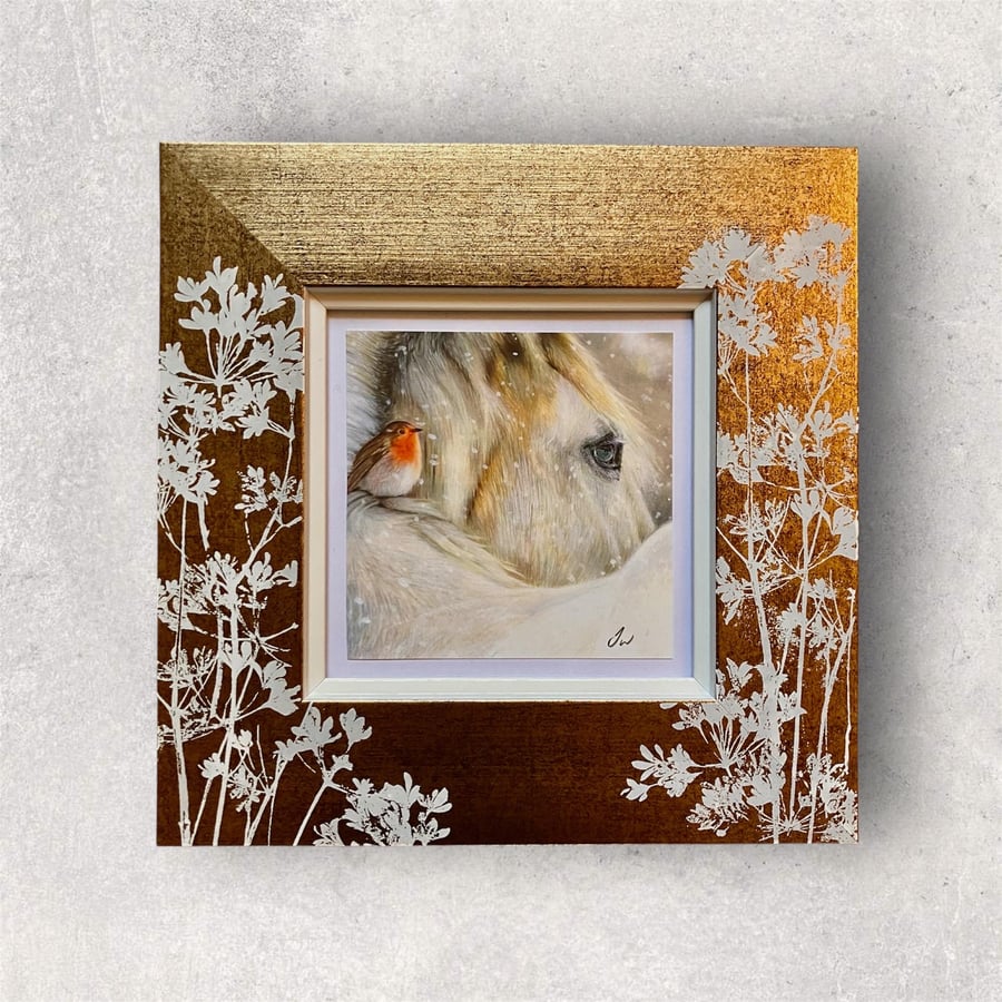 The Christmas Horse and Robin Framed Print