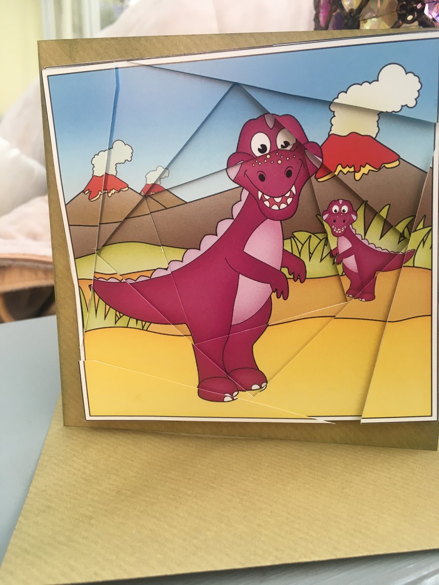 Cute T-rex dinosaur birthday card