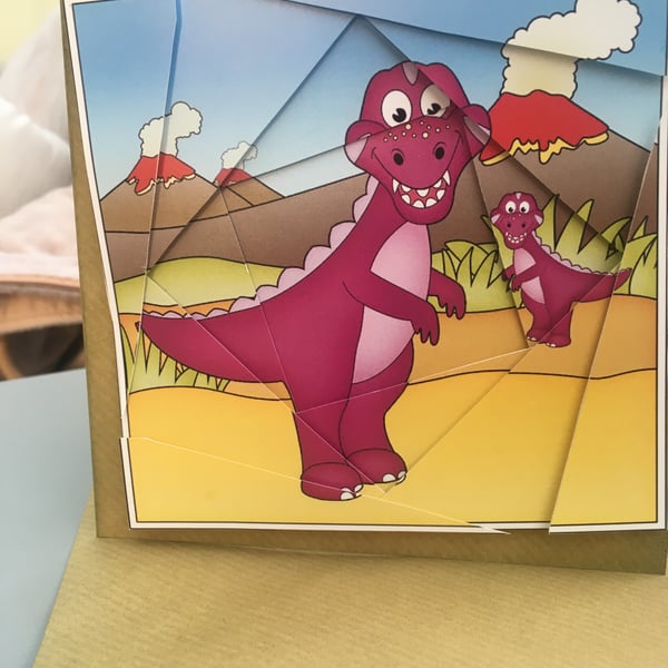 Cute T-rex dinosaur birthday card