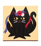 Black Cat in Flower Crown Large Fridge Magnet - original acrylic magnetic art - Image 1