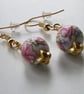 Printed Flower Beaded Ear-rings - Image 2