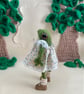  Handmade Knitted Frog in Floral Dress, Collectible Little Frog, Dot PebblesFrog - Image 3