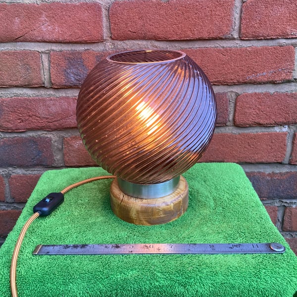 Upcycled Plum Coloured Glass Bowl Table Lamp