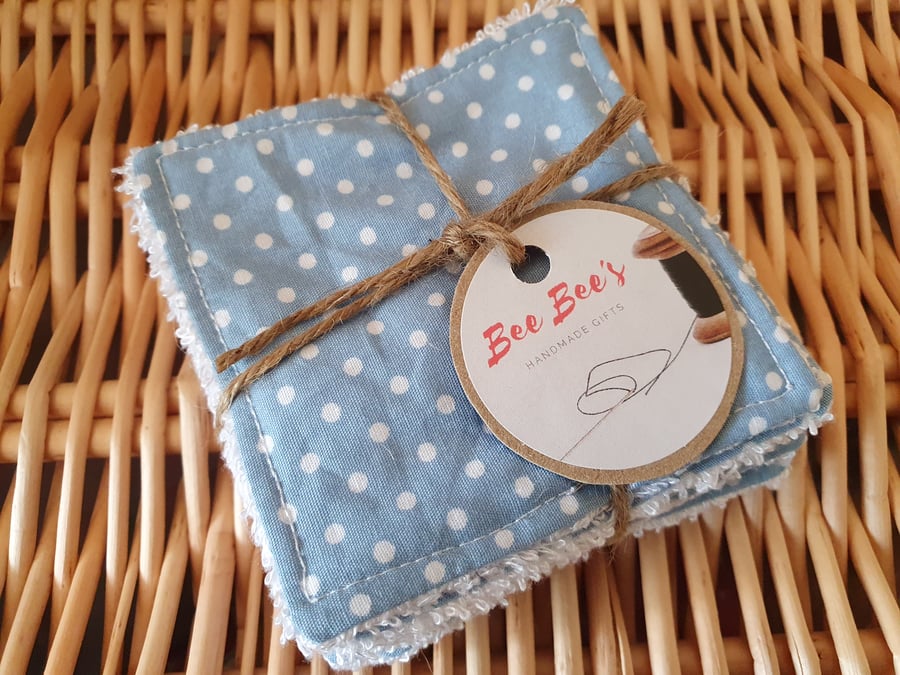 7x Blue Spot 3x3inch Reusable Fabric Wipes 