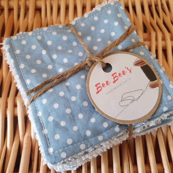 7x Blue Spot 3x3inch Reusable Fabric Wipes 