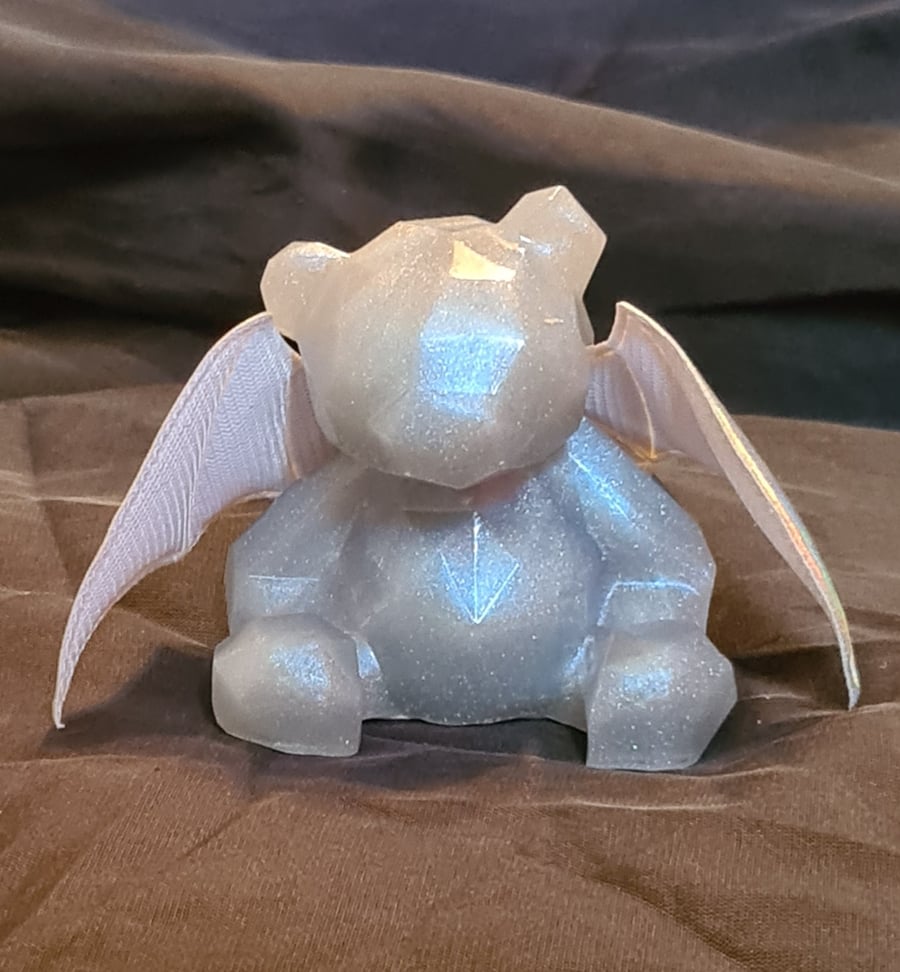 Bat-Bear - Resin Art Bear Figurine - SIlver Grey - Moonbeam