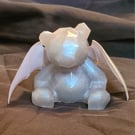 Bat-Bear - Resin Art Bear Figurine - SIlver Grey - Moonbeam