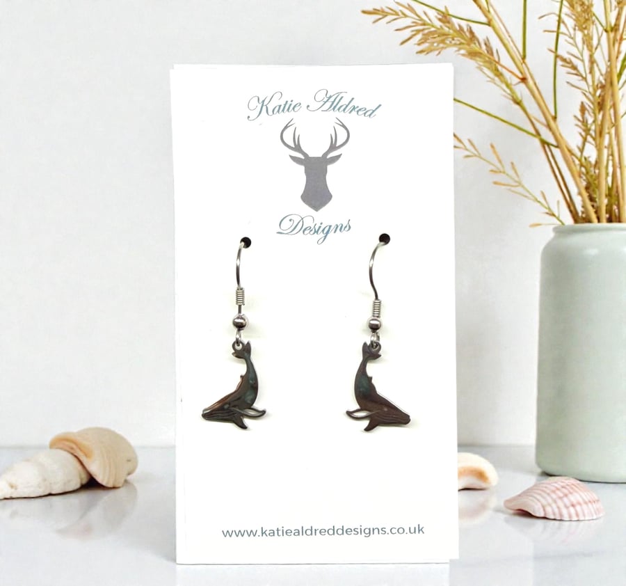 Charm Earrings - Blue Whale 