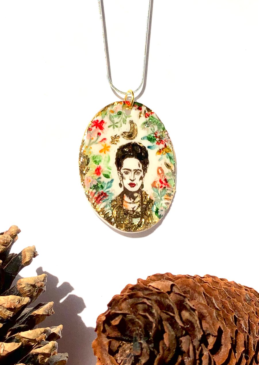 Frida kahlo hand crafted unique pendant 