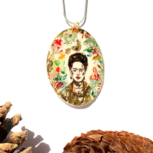 Frida kahlo hand crafted unique pendant 