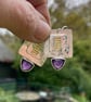 Silver gold and amethyst square statement earrings - Image 4