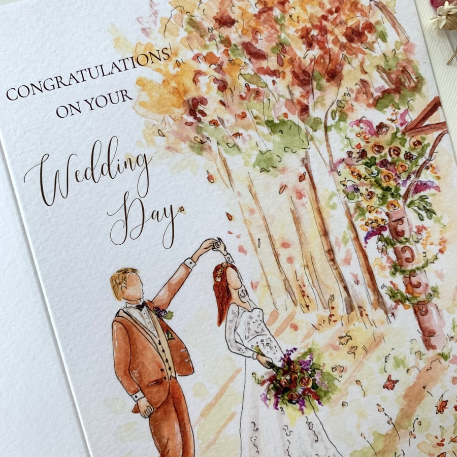 Congratulations on your wedding day, wedding card, autumn wedding