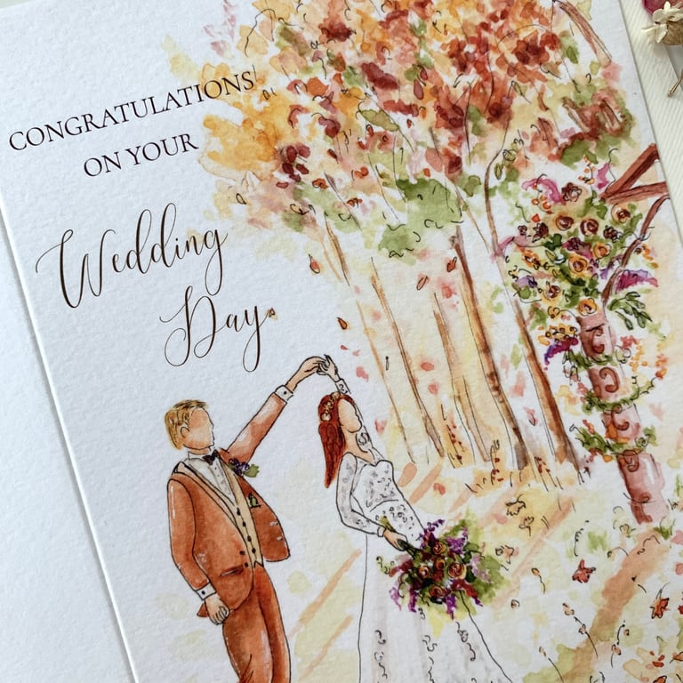 Congratulations on your wedding day, wedding card, autumn wedding