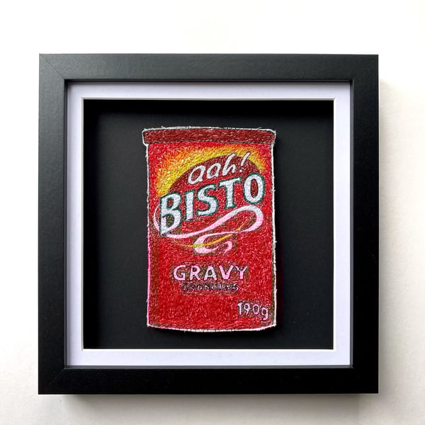 Stitched framed Bisto gravy artwork