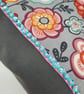 Bright floral makeup bag,  boxed grey denim bottom with sequins - Image 2
