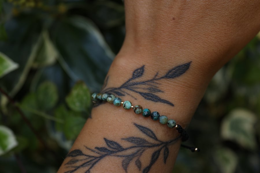 Adjustable bracelet with African Turquoise Boho 