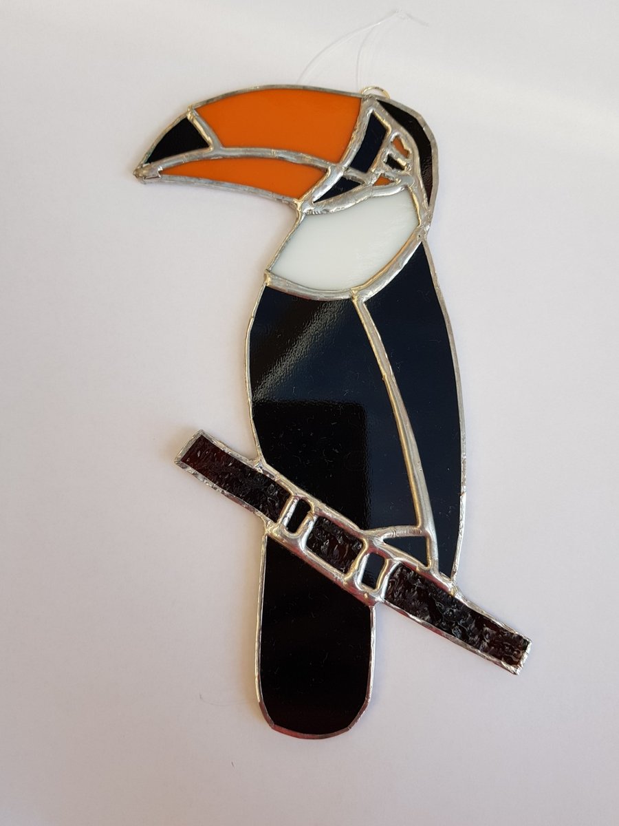 235 Stained Glass Toucan - handmade hanging decoration.