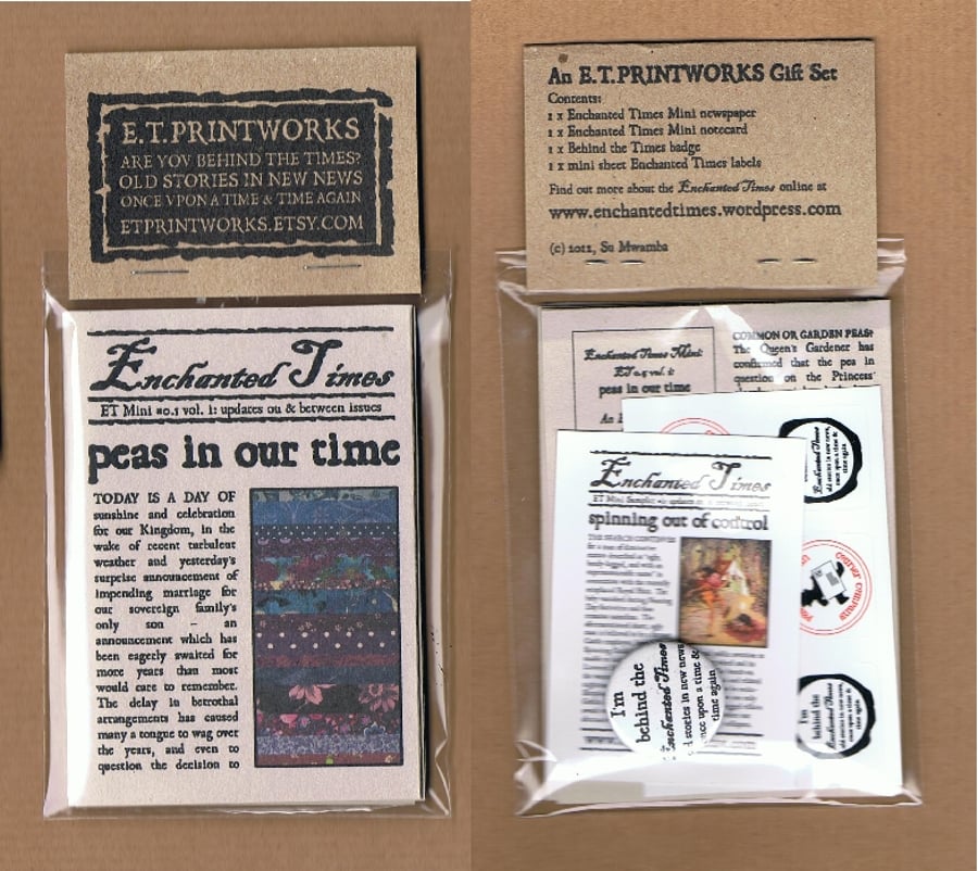 SAMPLER GIFT SET Enchanted Times Mini - miniature fairy tale newspaper & more!