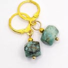 African Turquoise Jasper Gemstone Earrings.