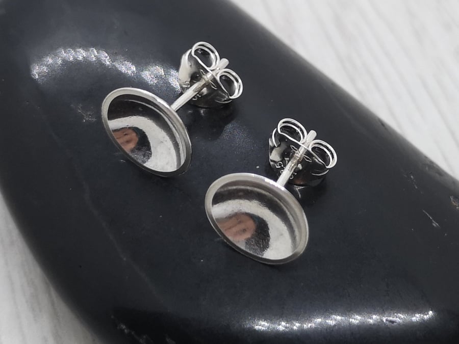 Domed Silver Stud Earrings