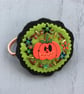 Hand Embroidered Scary Pumpkin Hair Accessory 