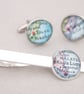 Tie Clip and Cufflinks Set with Custom Map Location, Personalised Gift for Him - Image 1