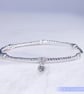 Sparkly Heart Charm Bracelet Sterling Silver Dainty Handmade Romantic Stretchy - Image 5