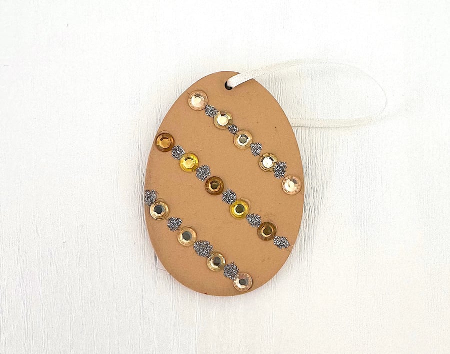 Easter egg decoration - hanging jewelled egg, hand crafted