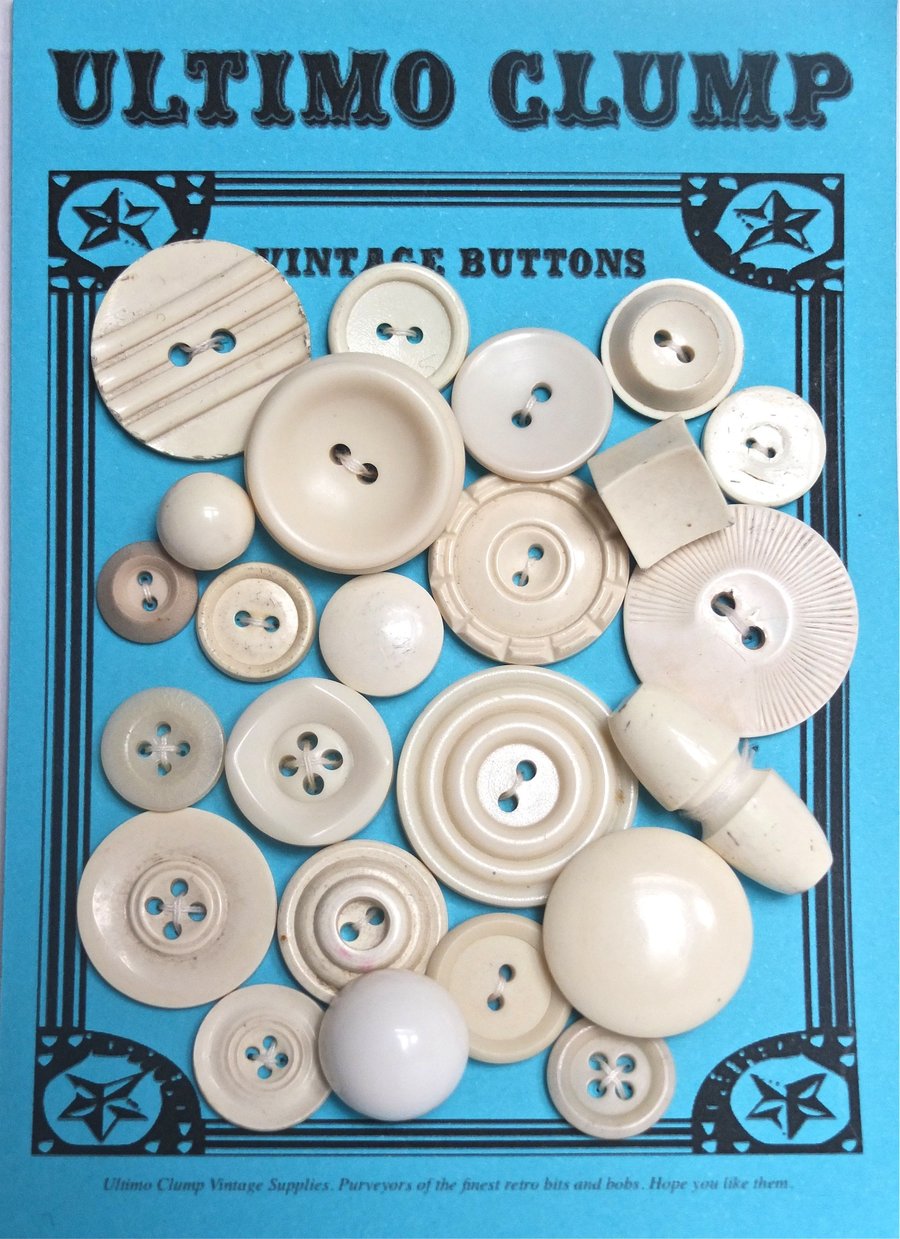 24 Vintage Cream Buttons