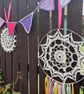 Cream Crochet Mandala Dreamcatcher approx 12" diameter - Image 2