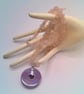 Iridescent Lilac Ceramic Donut Pendant on a Rose Quartz Chip Bead Necklace - Image 8