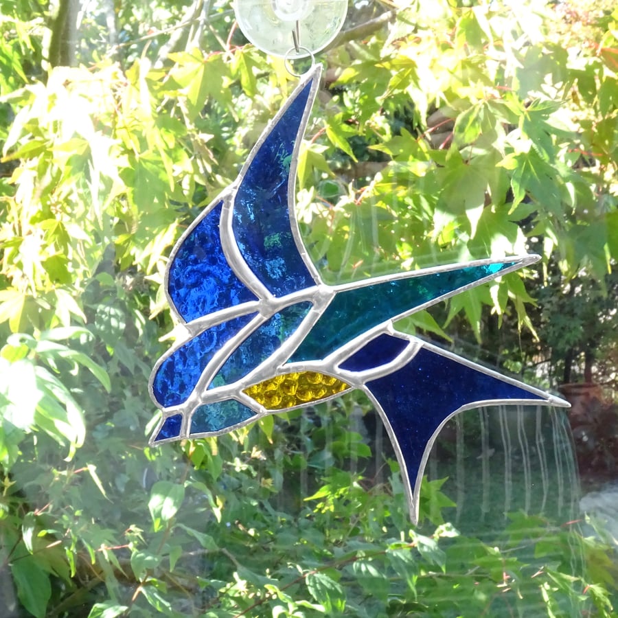 Stained Glass Swallow Suncatcher - Handmade Hanging Decoration