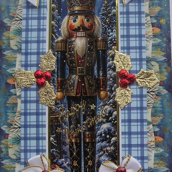 Hand Crafted Decoupage Chistmas Card - Happy Christmas (3388) Nutcracker Guard