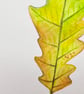 Green and Yellow Oak Leaf Original Painting - Image 2