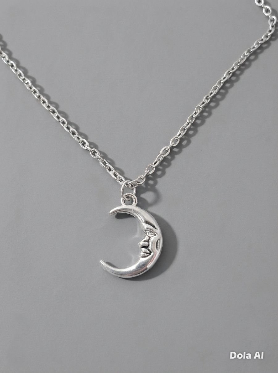 Silver Moon Pendant and Chain 