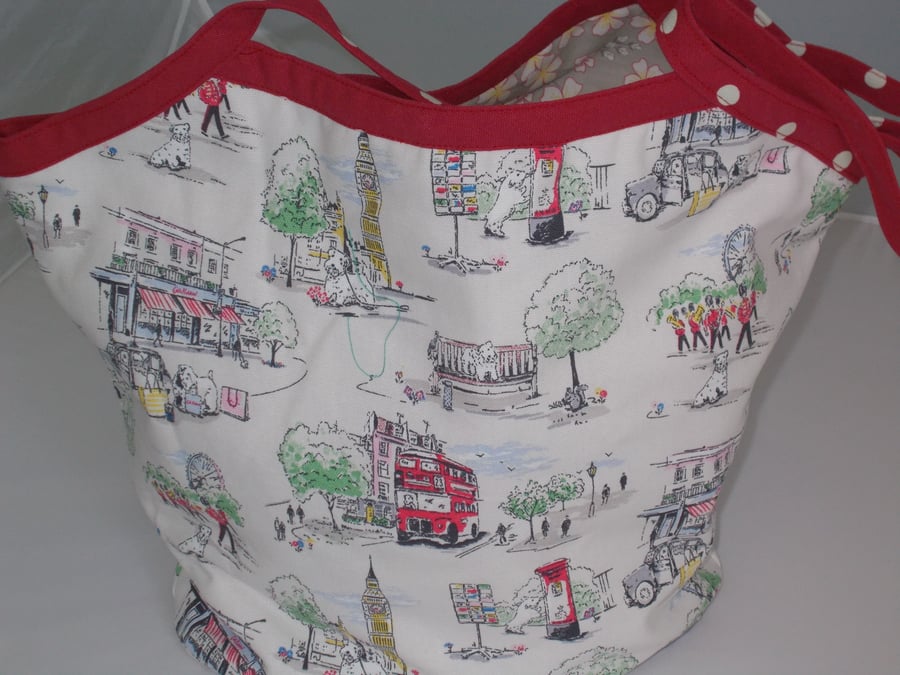 Designer fabric shoulder tote bag