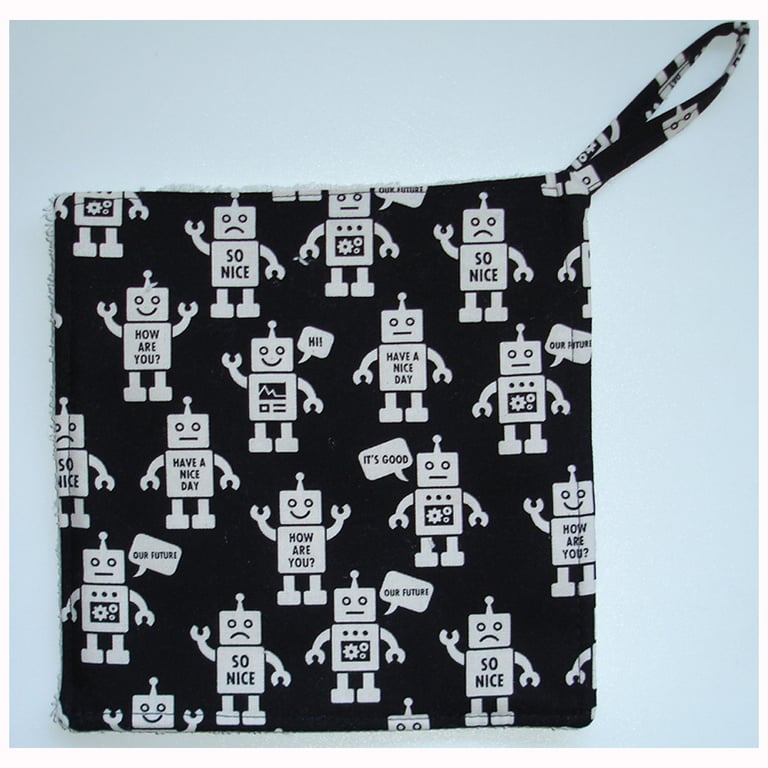 Robot Pot Holder Navy Blue Potholder Grab Mat Kitchen Chef's Pad 