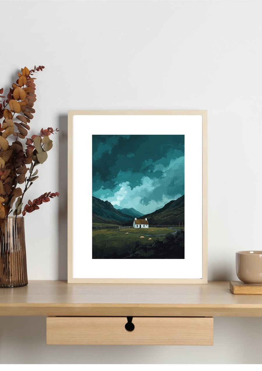 Scottish Bothy A4 Print – Highland Countryside Wall Art - Scotland Gift