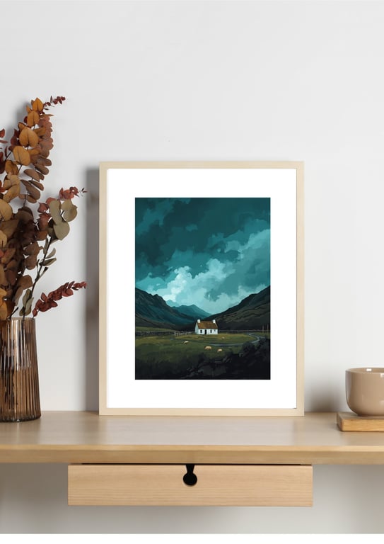 Scottish Bothy A4 Print – Highland Countryside Wall Art - Scotland Gift
