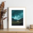 Scottish Bothy A4 Print – Highland Countryside Wall Art - Scotland Gift