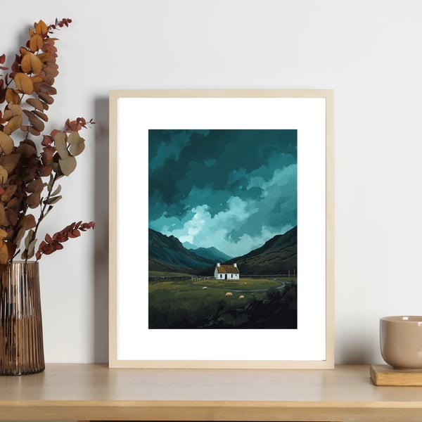 Scottish Bothy A4 Print – Highland Countryside Wall Art - Scotland Gift