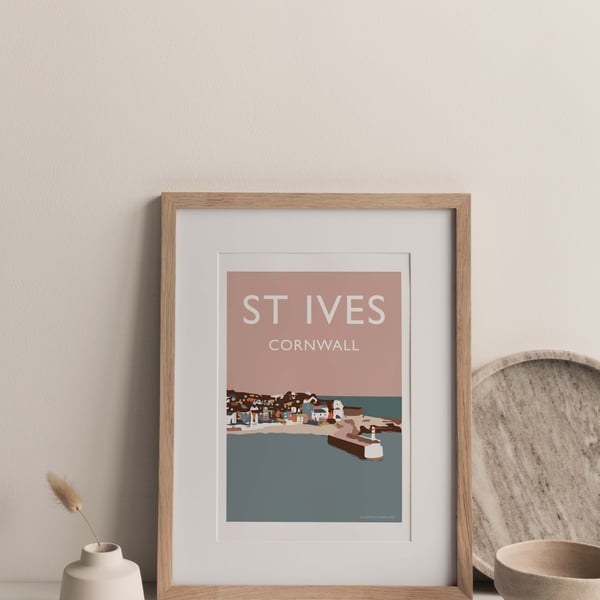 St Ives, Cornwall Giclee Travel Print beach coastal seascape (unframed)