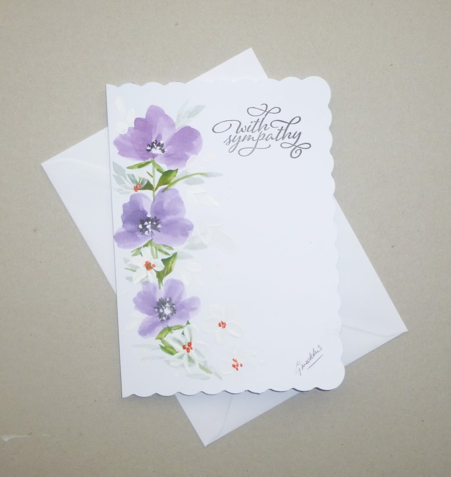 hand painted original art sympathy card ( ref FA70 J2 )