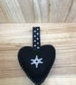 Black Felt Snowflake Heart. (185) - Image 1